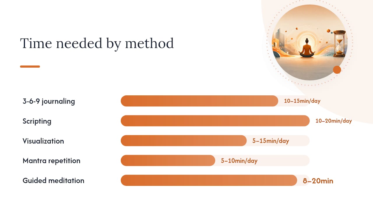 Chart comparing manifesting methods features and uses
