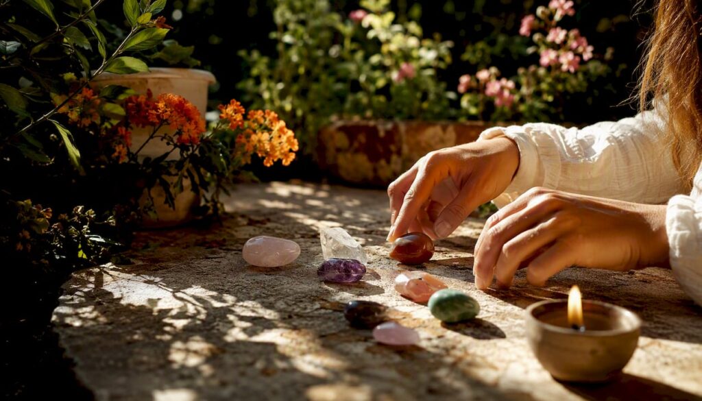 Hands holding affirmation card in morning ritual