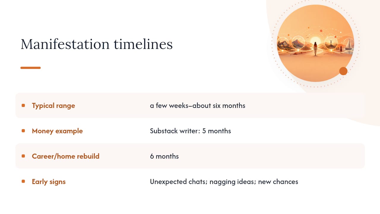 Manifestation timelines and early signs diagram
