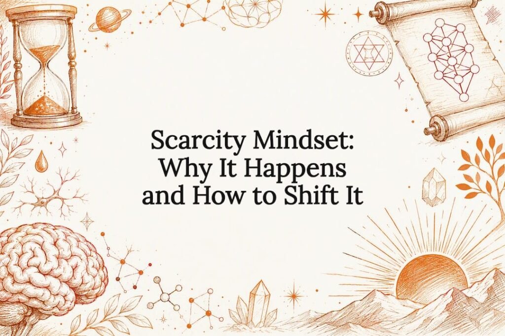 Decorative title card illustration of scarcity and abundance concepts