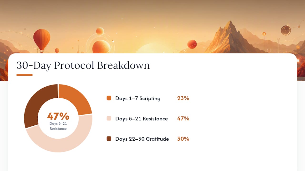 Diagram of 30 day manifestation journaling protocol steps