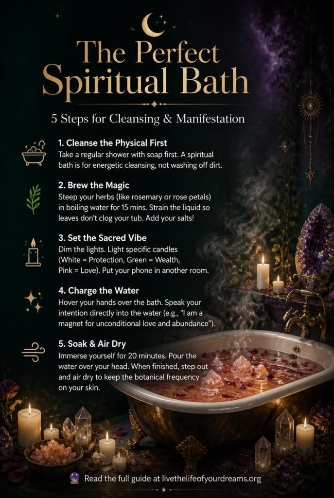 Spiritual Bath Guide Cleansing Baths for ManifestationProtection, Love, Healing & Abundance