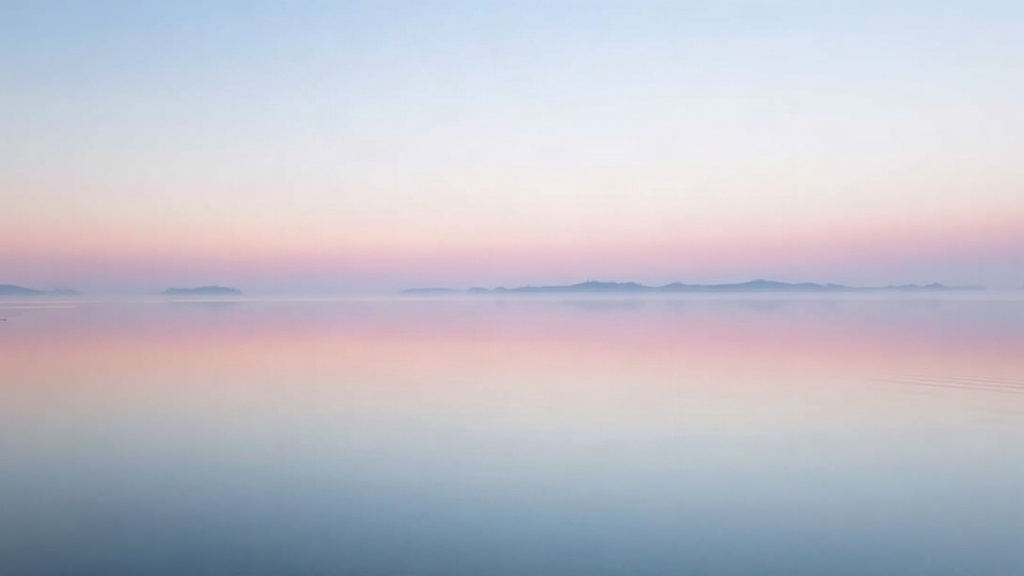 A calm symmetrical lake reflection at dawn, echoing the balance in the 222 angel number