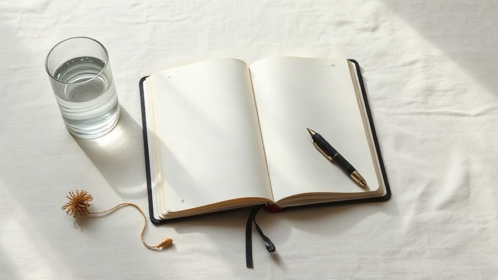 An open journal and pen in morning light, for writing down where you were when you saw the 1155 angel number