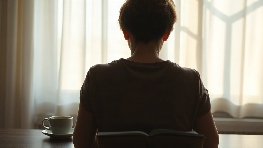Woman writing intentions in a journal beside a bright window, choosing synonyms for manifesting in her daily practice