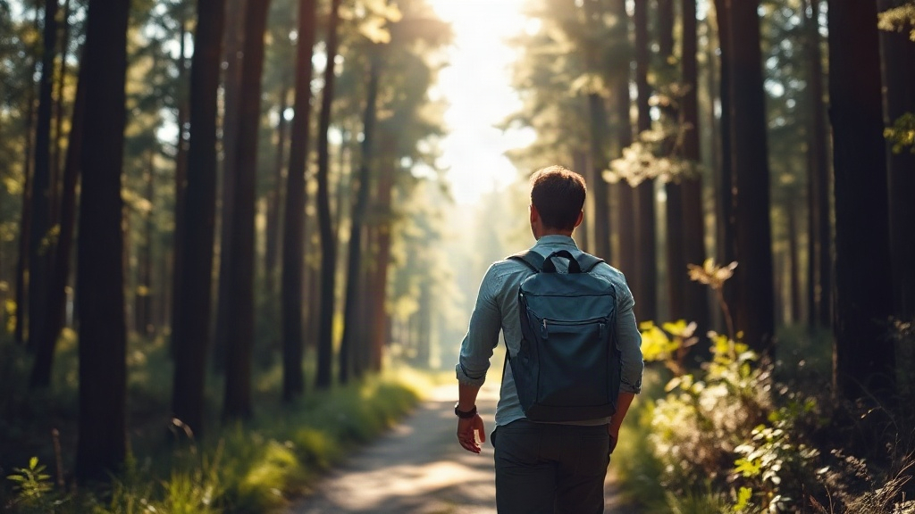 Walking lightly down a sunlit forest path, rebuilding your own orbit while detaching