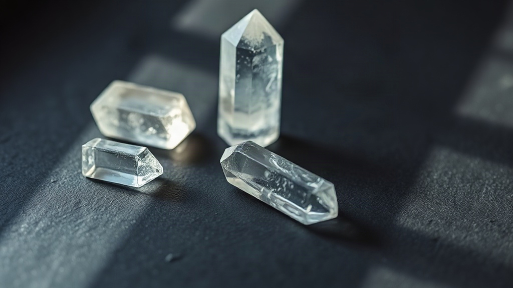 The 7 Crystal Systems Raw crystal points and a cluster on slate, showing the geometry behind the crystal systems and types