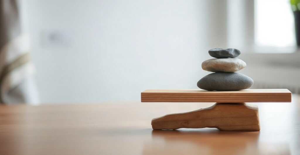 A simple balanced stone scale, an image for weighing whether manifestation works