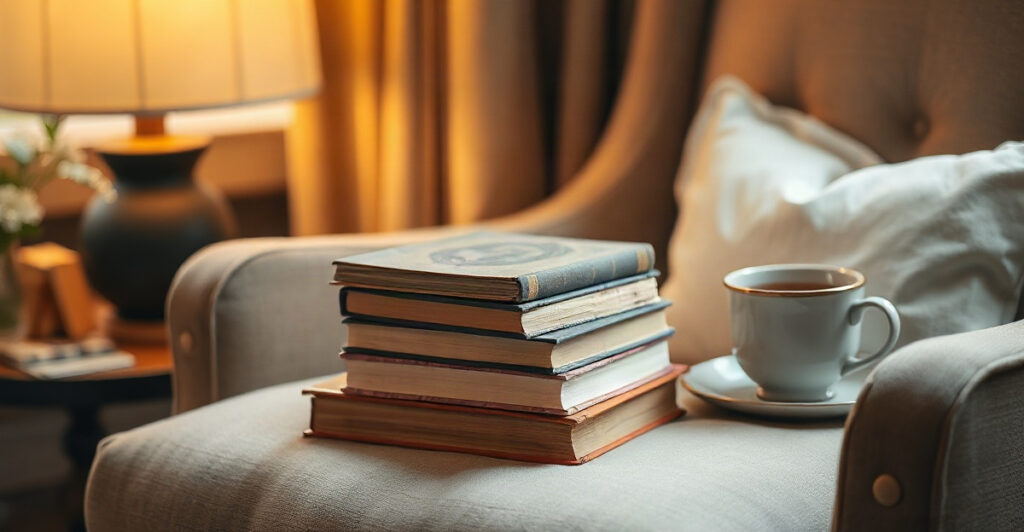 A short stack of manifestation books ready for a fast weekend reading list