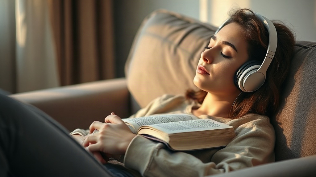Manifestation Audiobook Alternative A person listening to a manifestation audiobook as a fast alternative to reading