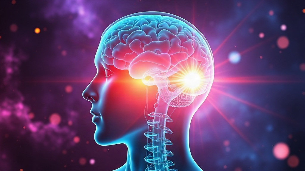 Glowing 3D anatomical render of a human brain and nervous system with light radiating toward the heart, showing how gratitude habits rewire your brain