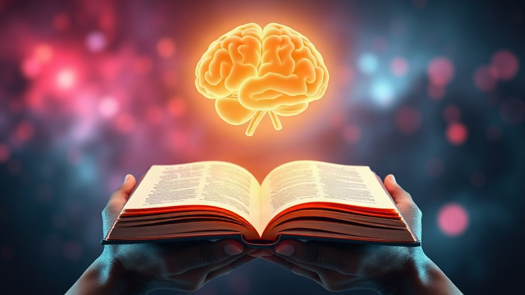Hands holding a glowing journal beneath a brain, showing a proof file to build self-belief and manifest your dreams
