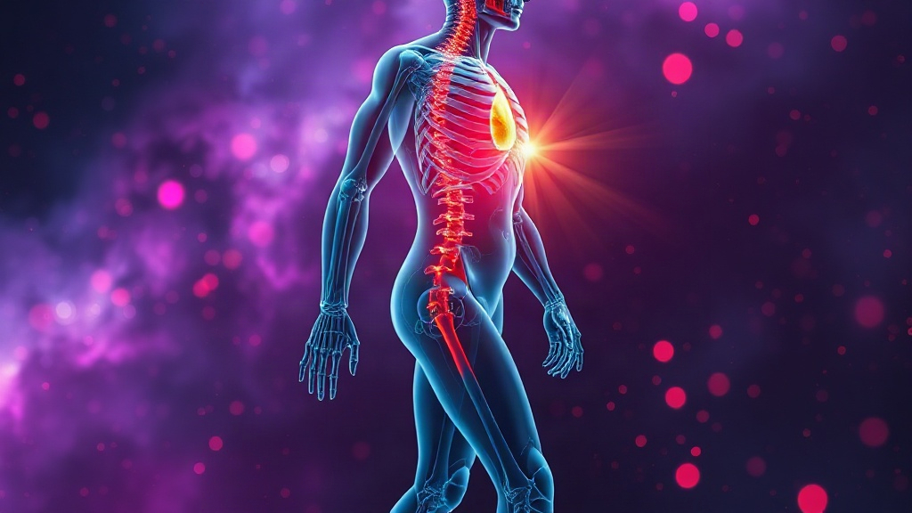 Full glowing figure with a lit nervous system representing the calm signal that helps a person stop doomscrolling and reset their alarm