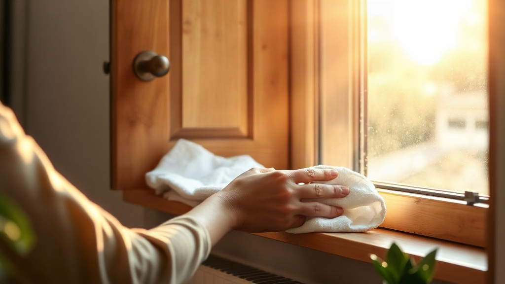 Hands opening a sunlit window beside a green plant in morning light, showing how clearing cluttered space lifts the low vibration signs of law of attraction practice