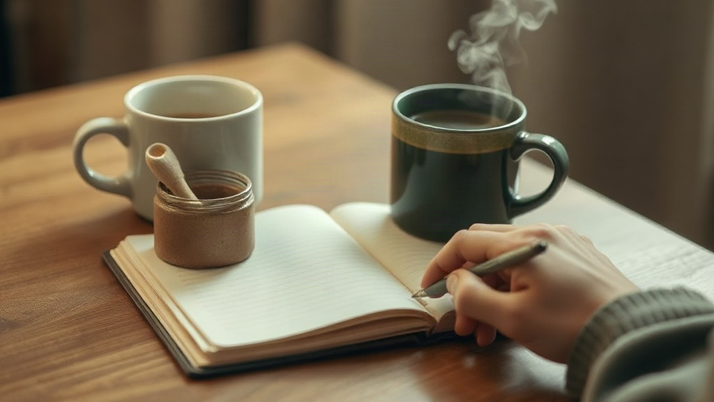 Setting Up A Manifesting Lab A hand writing one line in a journal, the daily log step of a manifesting lab