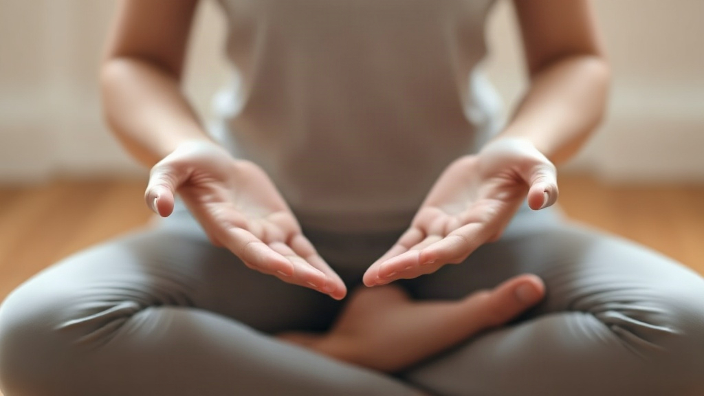 Open hands resting on the knees during a manifestation meditation session