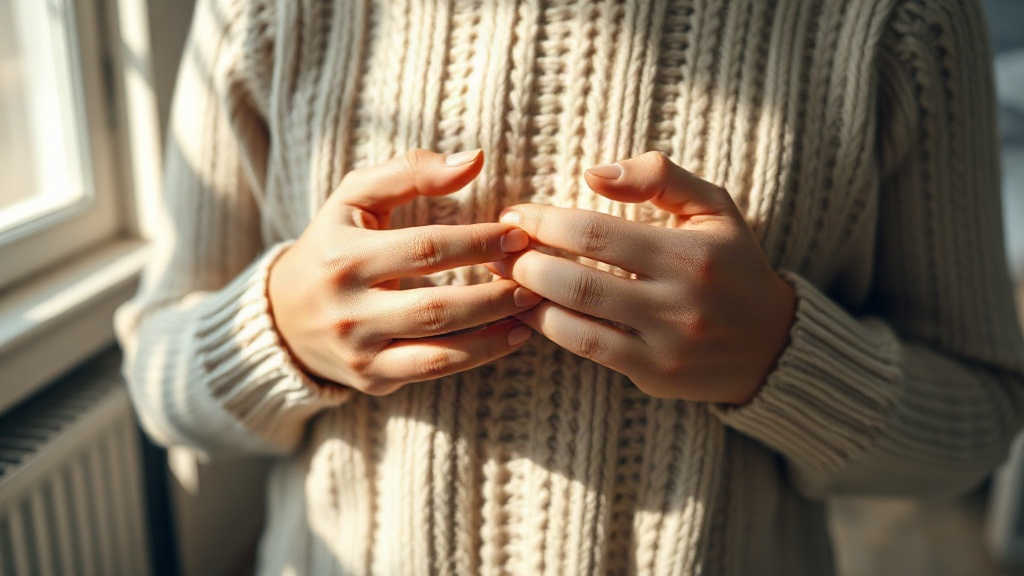 Hands resting over the heart in warm window light during a spiritual meditation for the inner self