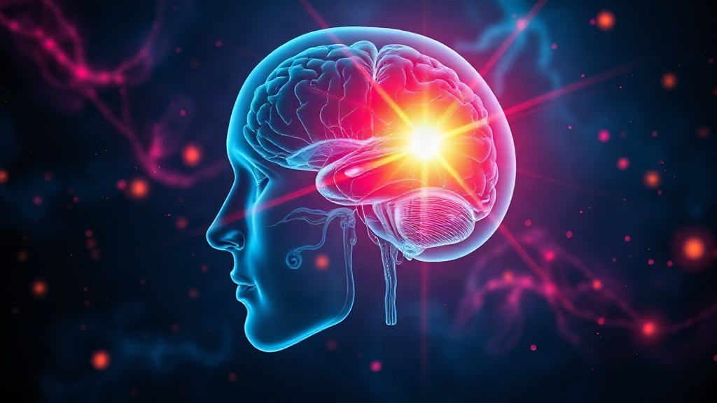 Glowing 3D render of a semi-transparent human brain and nervous system, showing how a lonely brain shifts into a heightened threat-watch alarm state