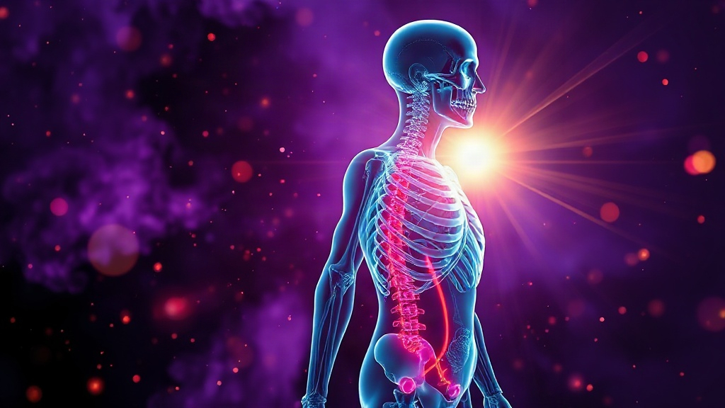 Social Comparison And The Nervous System A full translucent anatomical figure with glowing nervous system and a gold flare at the head, representing the mental toll of scrolling and social comparison