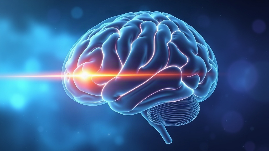 Brain with a gold pulse spreading from its center, illustrating the Stanford will to persevere stimulation study and the drive to manifest