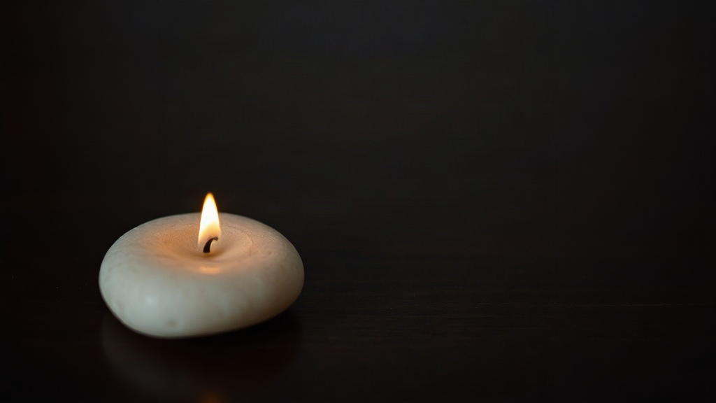 The Fire Rabbit Of 1987 A candle flame by a pale stone, evoking the Fire element of the 1987 Fire Rabbit zodiac sign
