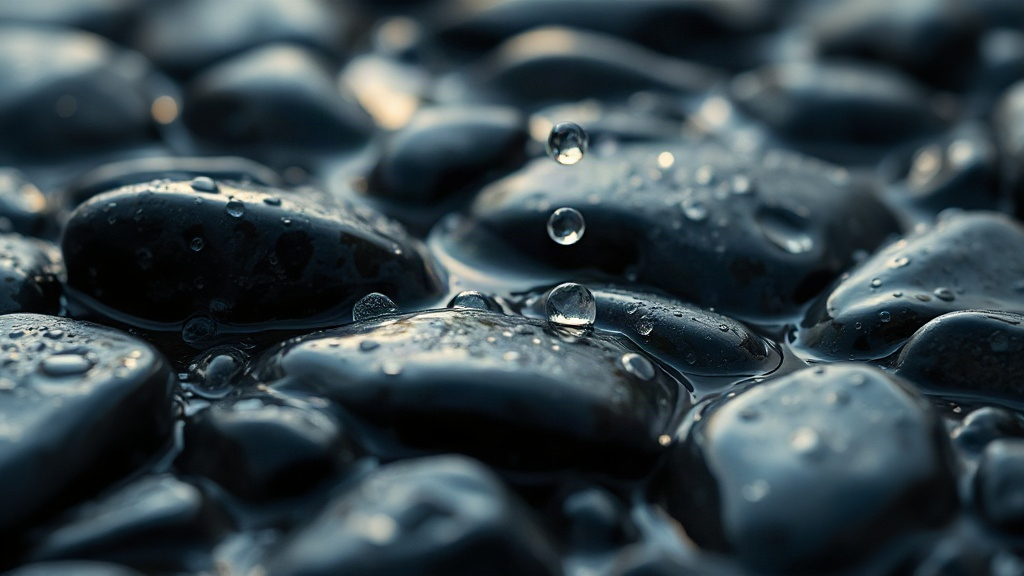 Water droplets falling on smooth stones, a symbol of cold water exposure