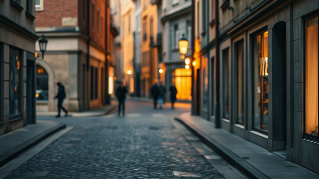 Quiet European street at golden hour, a place where emotion helps you learn a new language fast