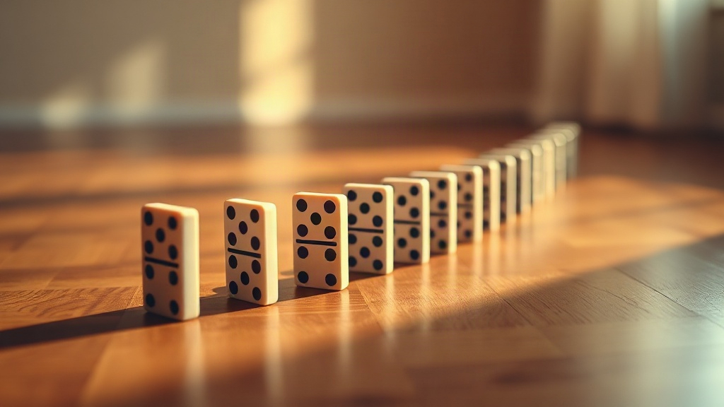 Falling dominoes in a chain, a picture of the slow cascade of dopamine signaling