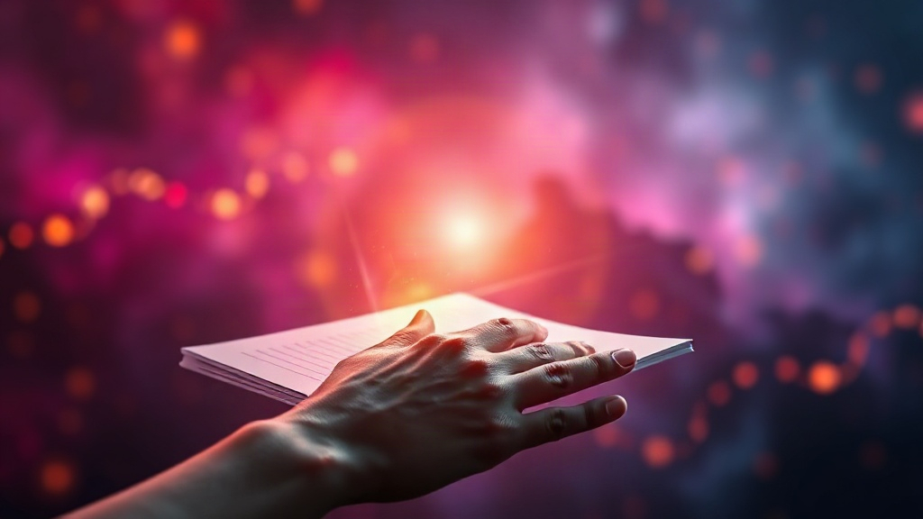 The Power of Pen and Paper Translucent hand writing on glowing paper, showing the power of pen and paper for studying