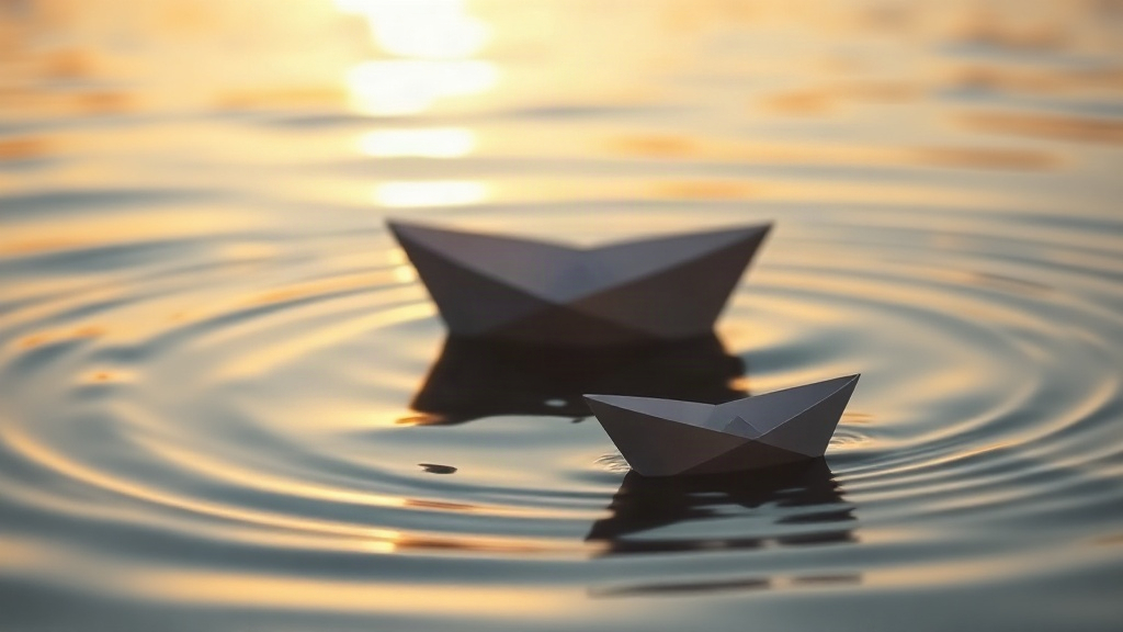 Paper boat floating on calm water, a symbol of letting go of control