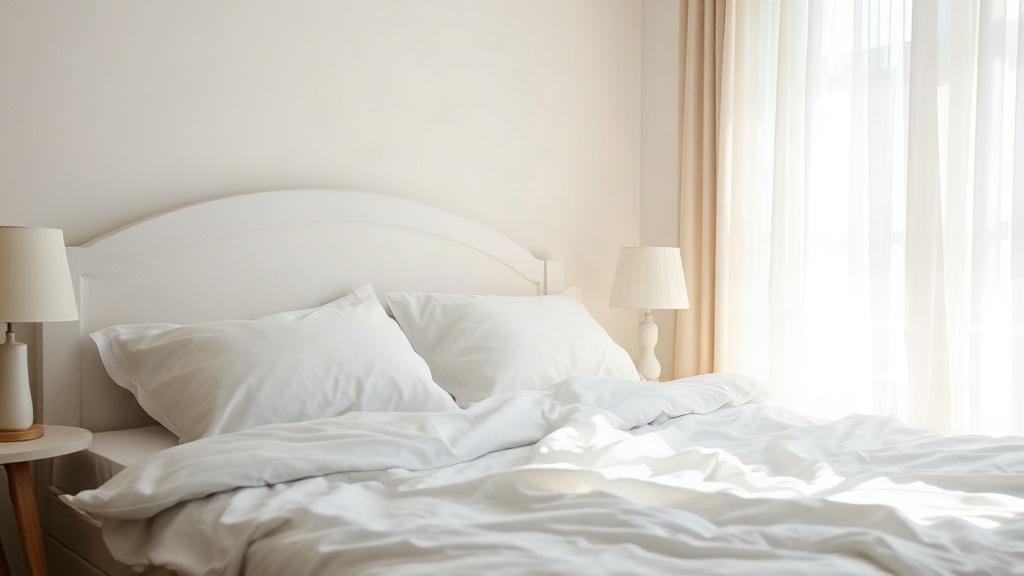 Calm bed in morning light, rest to recover from a stimulant crash