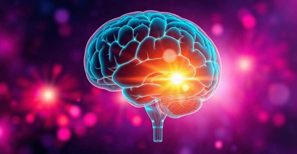 Glowing brain with one bright golden spot, showing the willpower spot that grows when you do things you hate