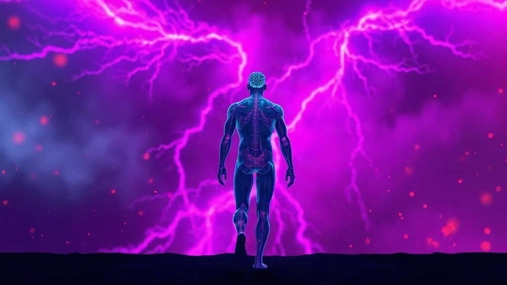 Walking Into the Storm Translucent figure walking toward a glowing storm, showing the patient who wanted to walk into the storm