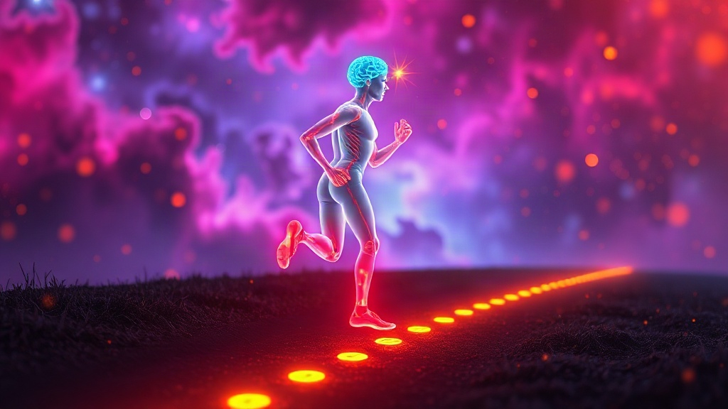 Running the Work You Hate Translucent runner with a glowing knee on a dark path, showing running as the hated work that builds willpower