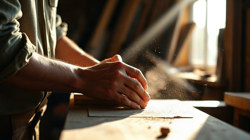Hands shaping wood in a sunlit workshop, a flow state where time seems to vanish
