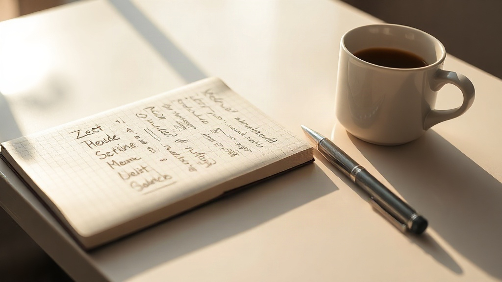 Notepad and pen on a sunlit table for listing what you hate and the values hiding behind it