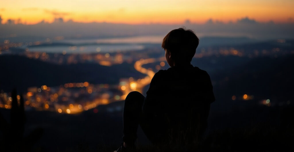 Teen silhouette on a hill at sunset, reflecting on why the brain craves approval