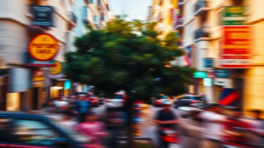 Still tree in a blurred crowded street, a symbol of hearing your own voice among others