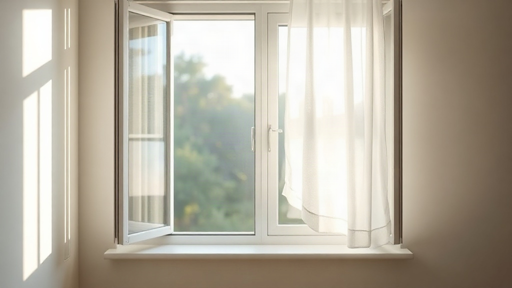 Open window with a white curtain in morning light, a quiet space to hear your own voice