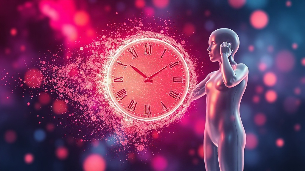 The Top-of-the-Hour Trap Glowing clock dissolving into particles, showing the top-of-the-hour trap of putting things off