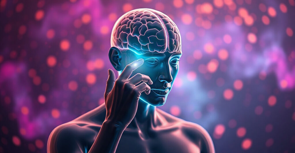 Translucent figure holding a glowing mask away from its face, showing the cost of people-pleasing